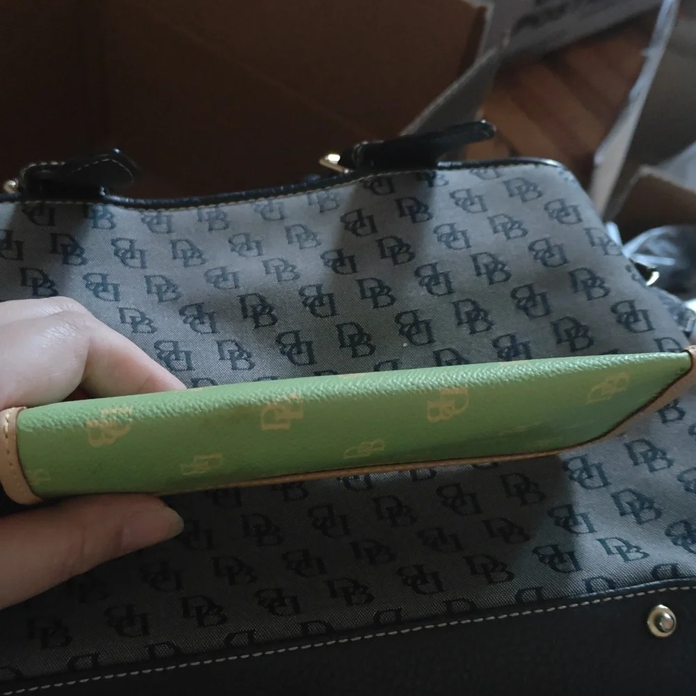 Dooney & Bourke Line Green Monogrammed Coated Canvas Soft Eyeglass Case